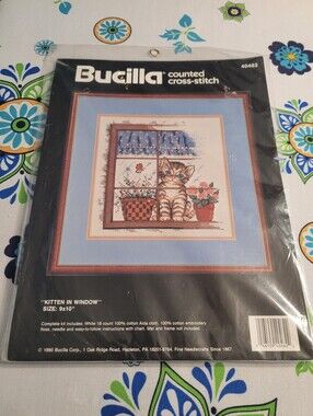 Bucilla Cross-Stitch Kit — " Kitten In A Window"